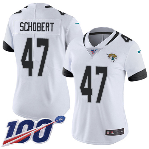 Nike Jacksonville Jaguars #47 Joe Schobert White Women Stitched NFL 100th Season Vapor Untouchable Limited Jersey
